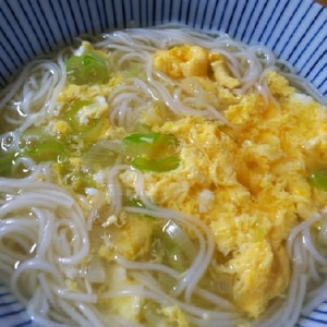 卵とネギの簡単にゅうめん